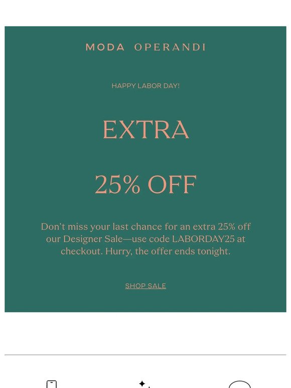 LAST CHANCE: extra 25% off Sale