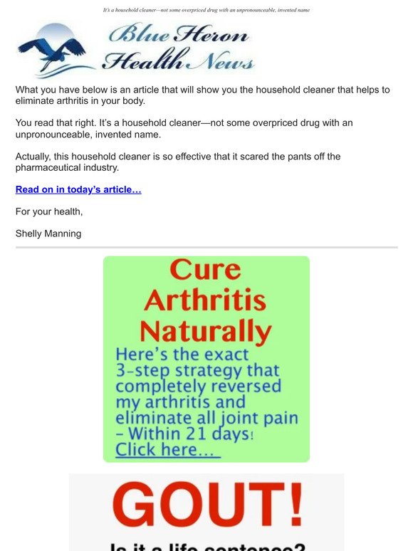Arthritis Cured with This Common Household Cleaner