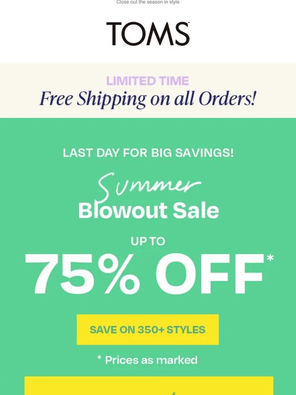 Just added: FREE shipping + UP TO 75% OFF | Last day!