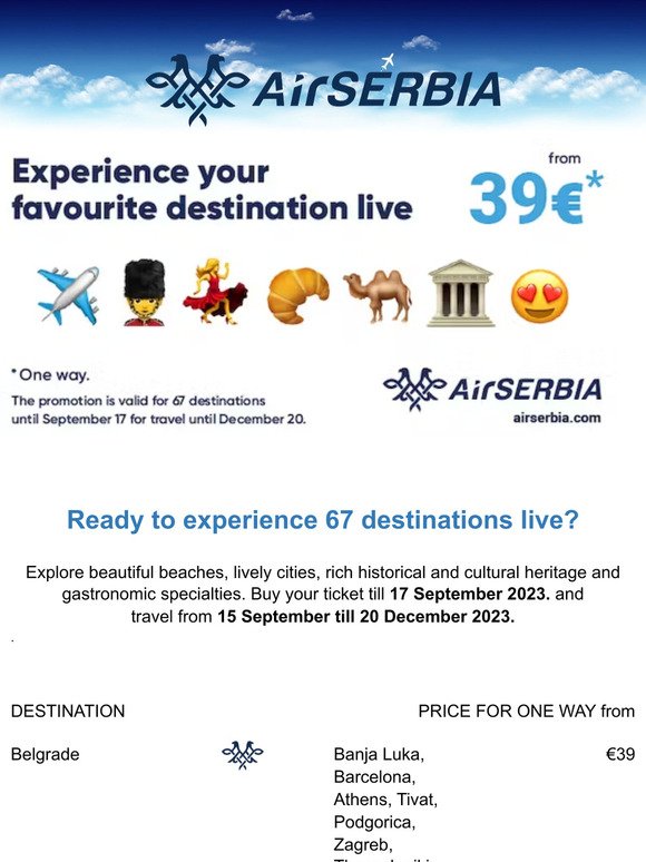 — ✈️ Experience your favorite destination live! 👉️ One way tickets from €39✈️
