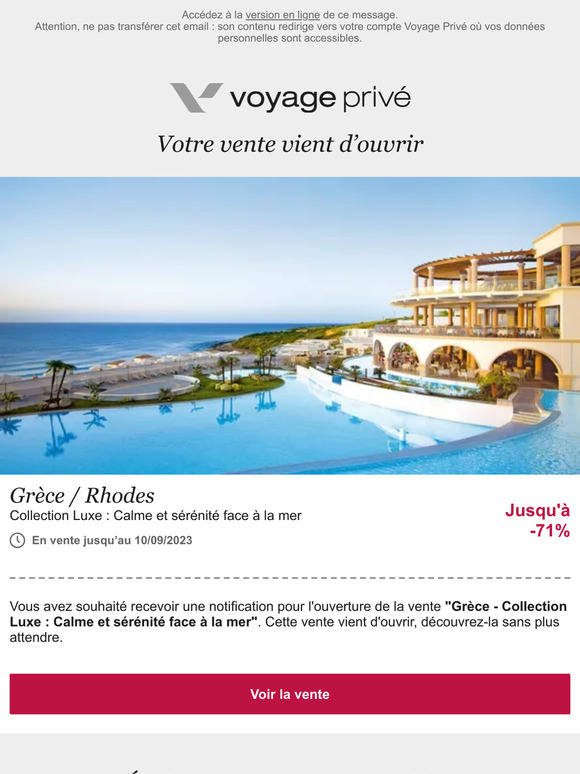 Ouverture de la vente : Grèce  - Collection Luxe : Calme et sérénité face à la mer