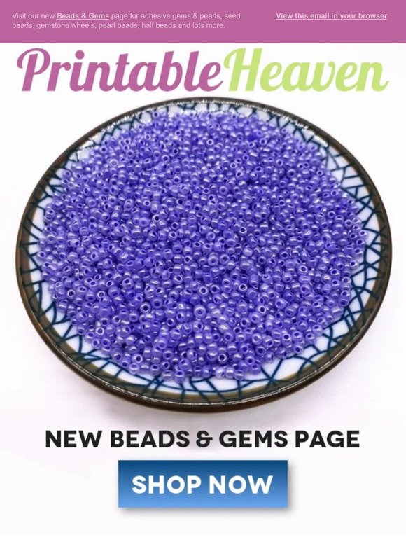 New beads & gems page | Adhesive gems & pearls, seed beads, pearl beads, half beads