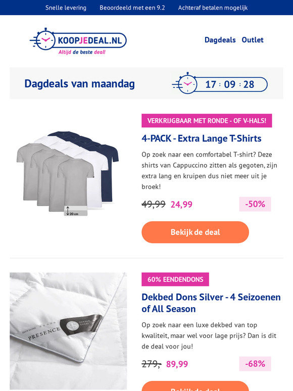 Lange T-Shirts | 4 Seizoenen Dekbed | Tuinstoelen | Solar Buitenlamp | Zweefparasol | Gordijnen | Prullenbak - Nieuwe Week Nieuwe SUPER Deals! 🤩
