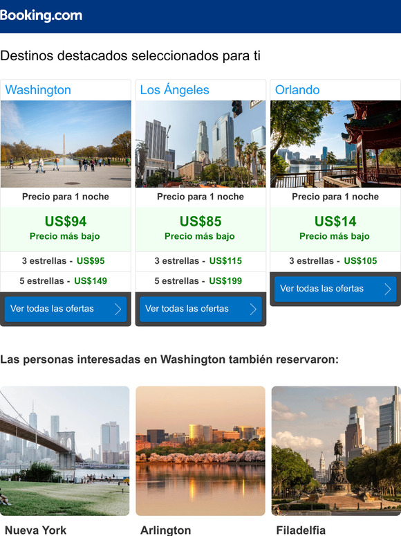 Encuentra los mejores precios para Washington, Los Ángeles y más
