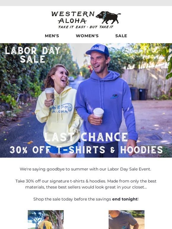 ENDS TONIGHT // 30% off t-shirts and hoodies!