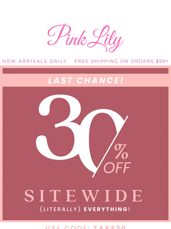 LAST CHANCE: 30% off (literally) EVERYTHING!