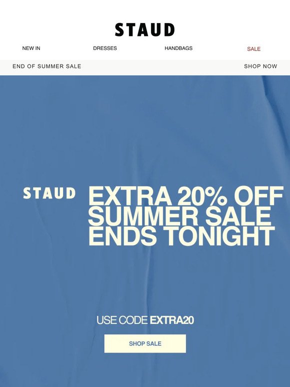 FINAL HOURS: EXTRA 20% OFF ENDS TONIGHT