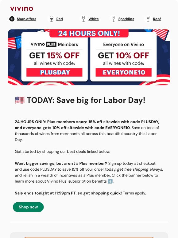 🇺🇸 24HR LABOR DAY SALE! TODAY ONLY!
