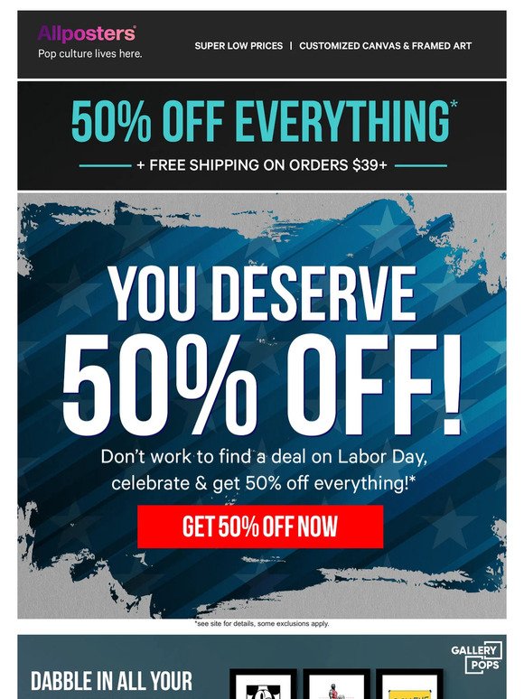 🥳 50% off everything*