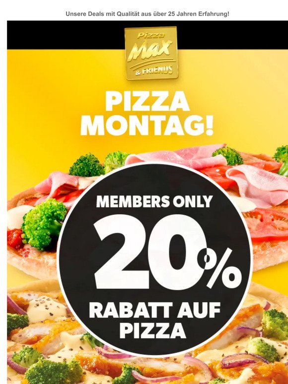 Pizza-Montag: 20% auf alle Pizzen im Kundenclub Max&Friends