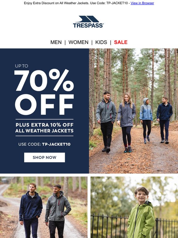 Up to 70% OFF + Extra 10% OFF All Jackets