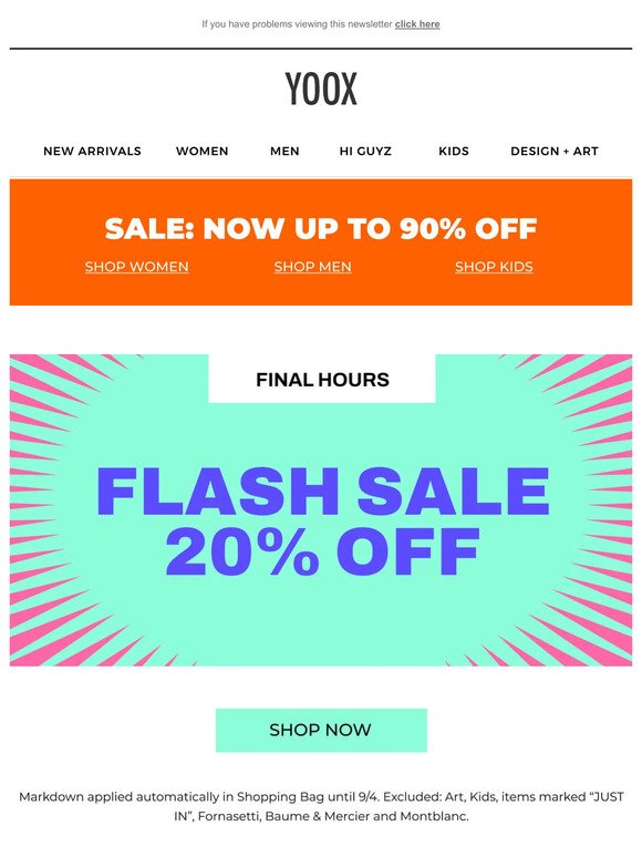 Final hours: 20% OFF all orders