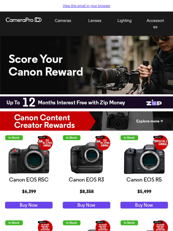 Up to $1300 in Bonus Gifts Purchasing Canon Cameras