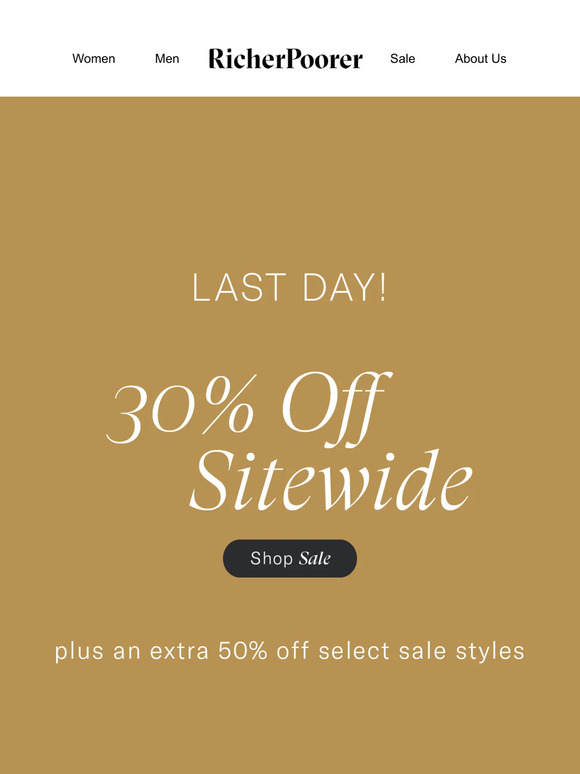 LAST DAY: 30% off Sitewide....