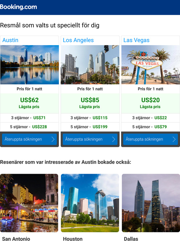 Uppdatering om priserna i Austin och Los Angeles
