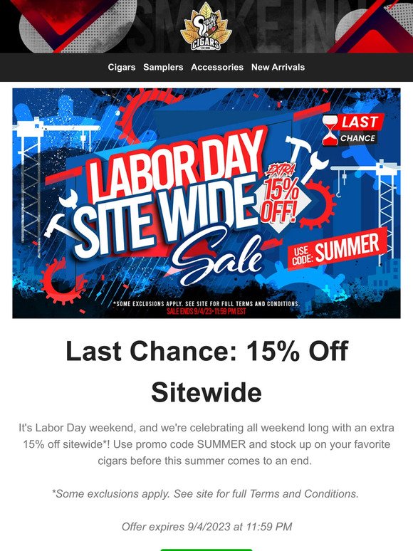 Extra 15% Off Sitewide Ends Today