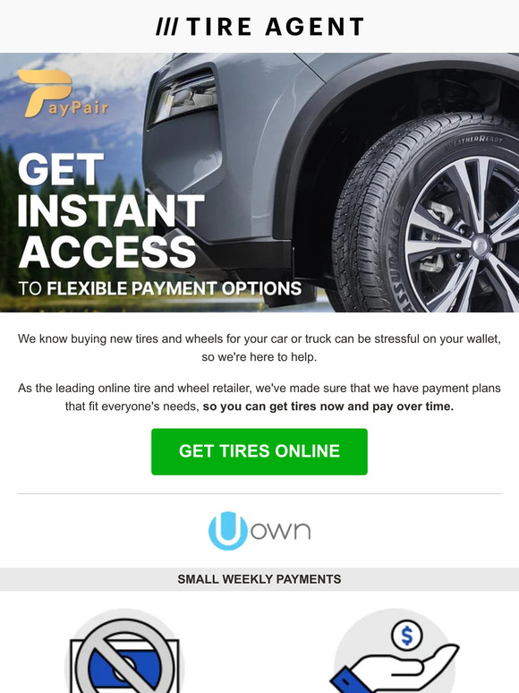 Tire Agent Upgrade Your Tires Now, Pay Later Milled