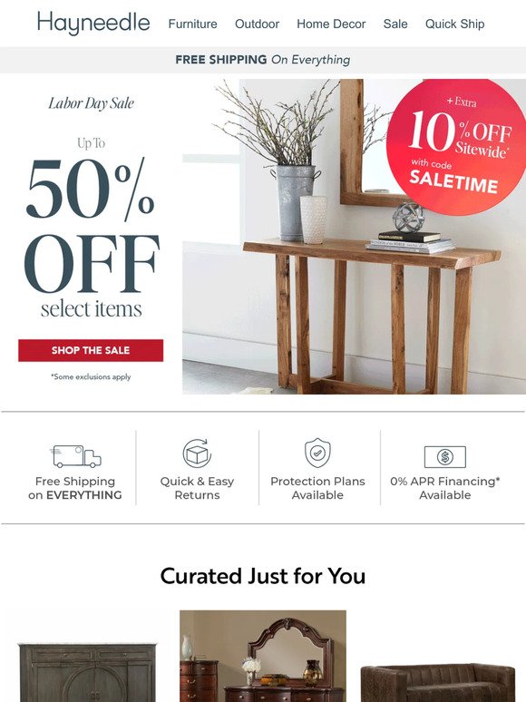 Furniture = up to 50% off