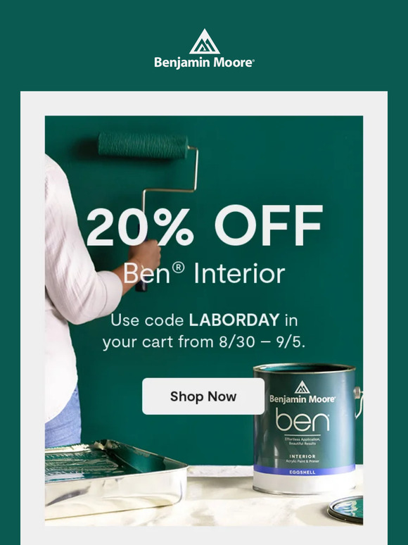 ENDING TONIGHT: 20% OFF Ben® Interior