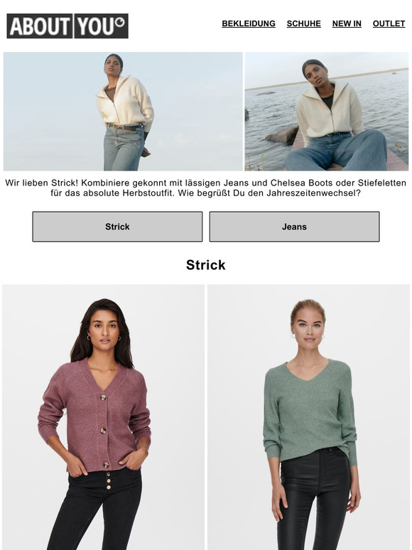 Herbst-Essentials: Jeans + Strick