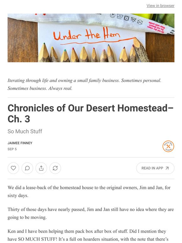 Chronicles of Our Desert Homestead–Ch. 3
