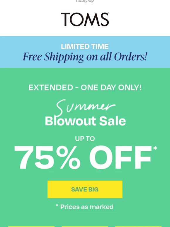 Up to 75% off + FREE shipping | EXTENDED 🙌