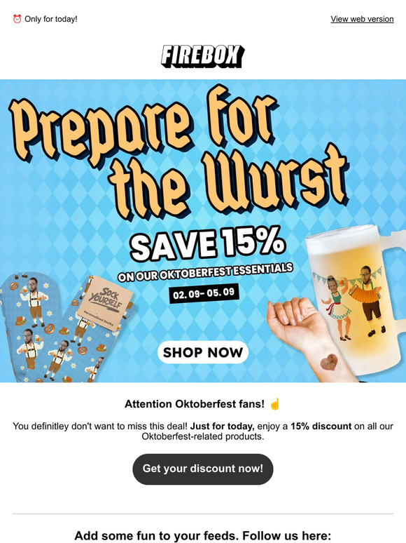 15% off our Oktoberfest products! 🍻🥨