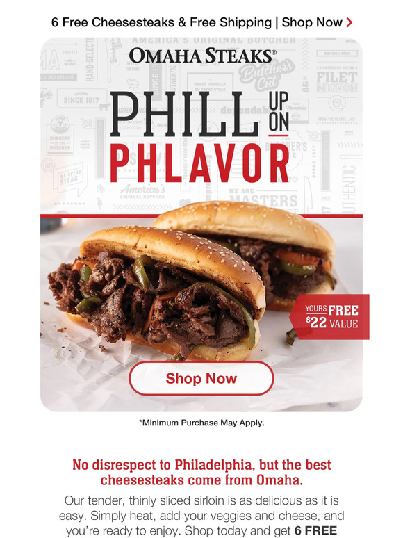 omahasteaks PHREE Philly Cheesesteak Sirloin? Sounds phabulous! Milled