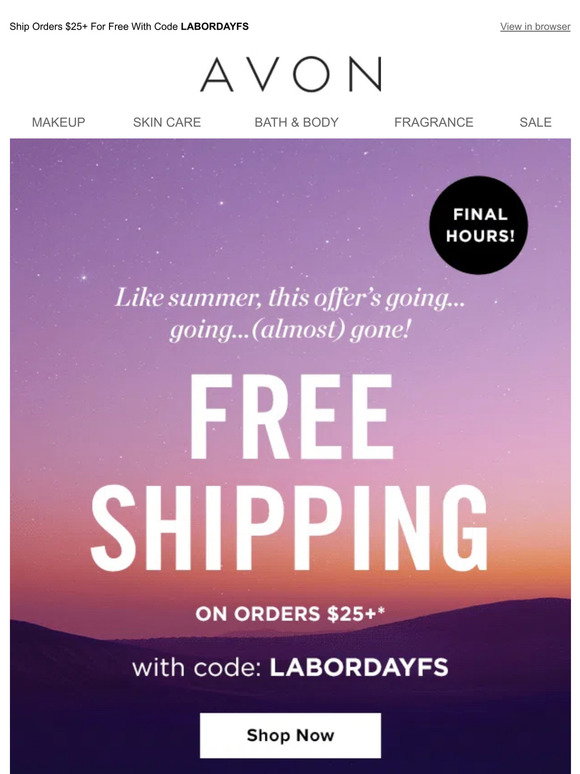 Avon October 2017 Free Shipping Promo Code Extension - Today Only