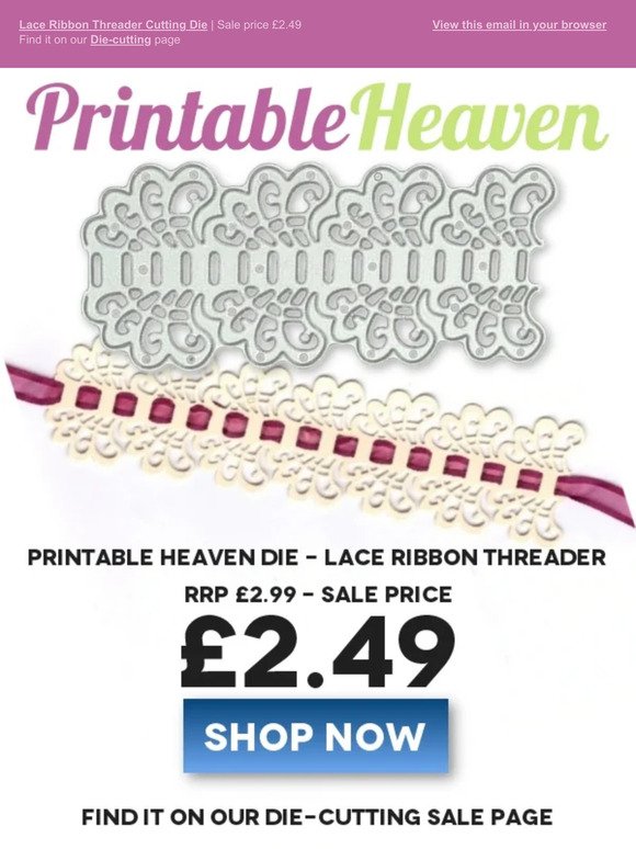 Lace ribbon threader cutting die | Sale price £2.49