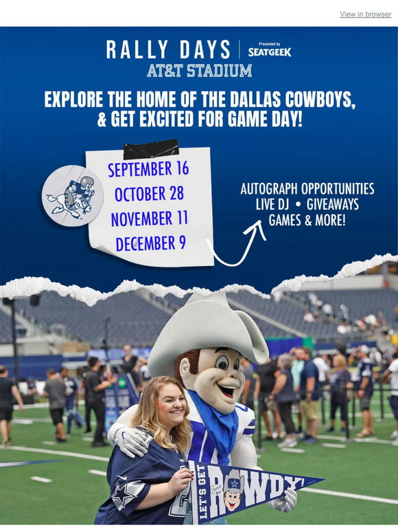 Dallas Cowboys - ⭐ Get your weekend started with Rally Day at AT&T Stadium  this Saturday! ⭐ 