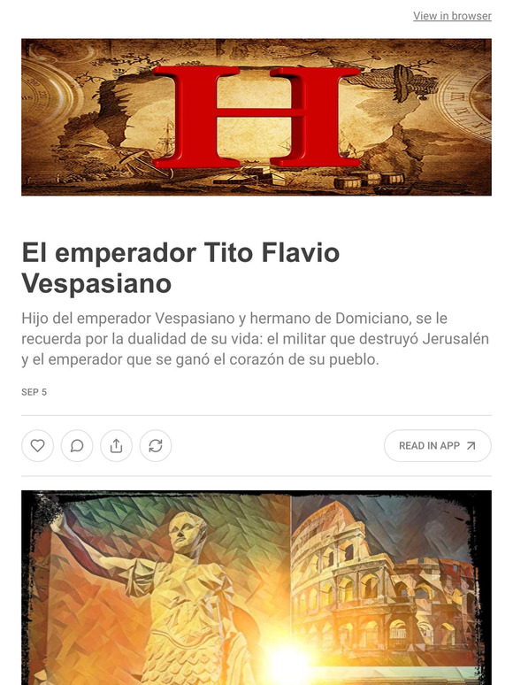 Revista de Historia El emperador Tito Flavio Vespasiano Milled