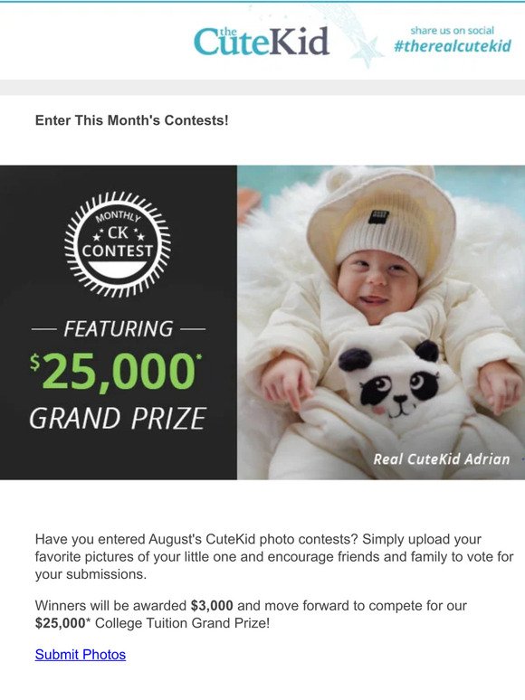 Your CuteKid Could Be the $25,000* Winner!