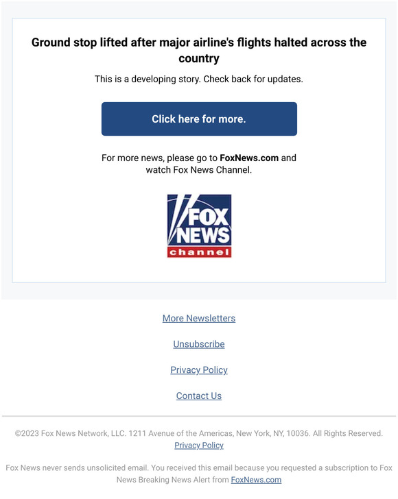 Fox News Ground stop lifted after major airline's flights halted