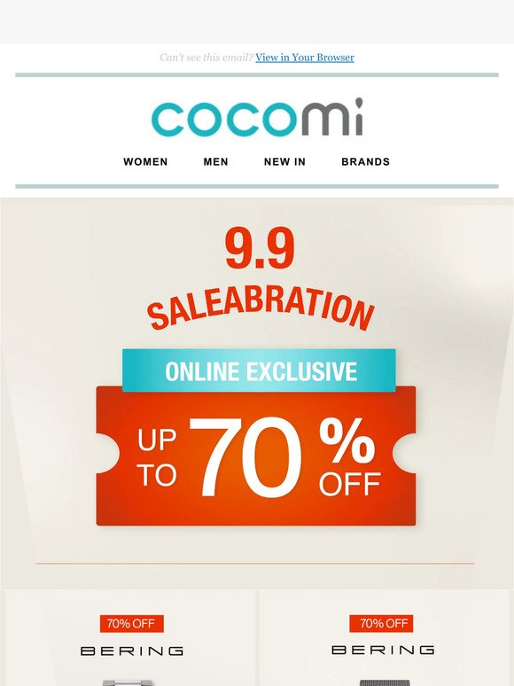 Save Up to 70% Off on Calvin Klein, Olivia Burton and BERING at Cocomi