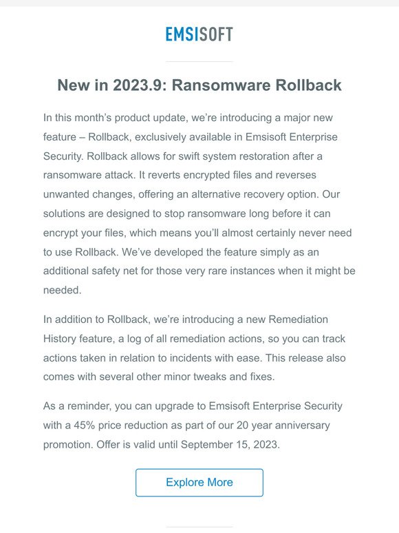 New in 2023.9: Ransomware Rollback