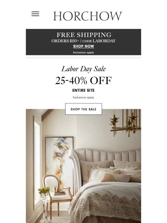 Time's up! 25-40% off furniture, decor, lighting & bedding LAST DAY