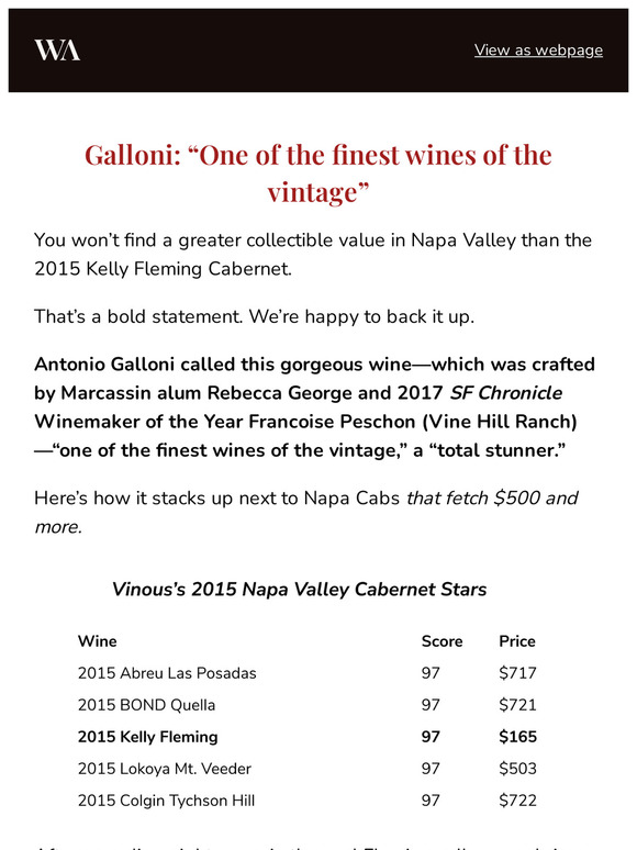 Wine Access Napa Cab Collectible Buy of the Year “Total Stunner” Milled