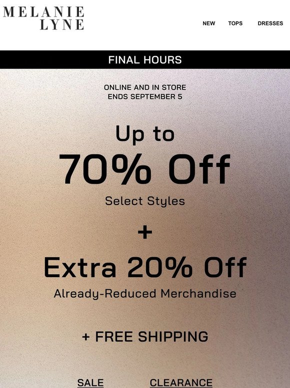 Ends at midnight ⏰ Take up to 70% off + an EXTRA 20%