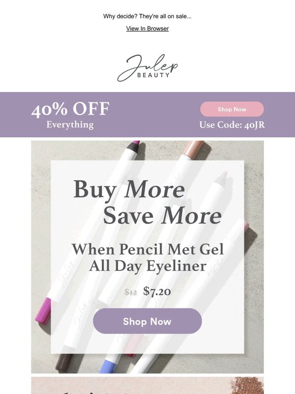 Yep, 40% OFF sitewide means All Day Eyeliner is only $7.20!