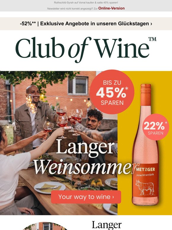 Langer Weinsommer – Mit bis zu 45% Rabatt!