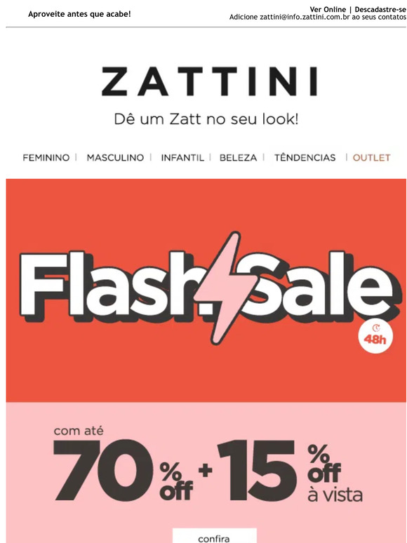 Últimos dias de Flash Sale com até 70% OFF + 15% OFF! 😱