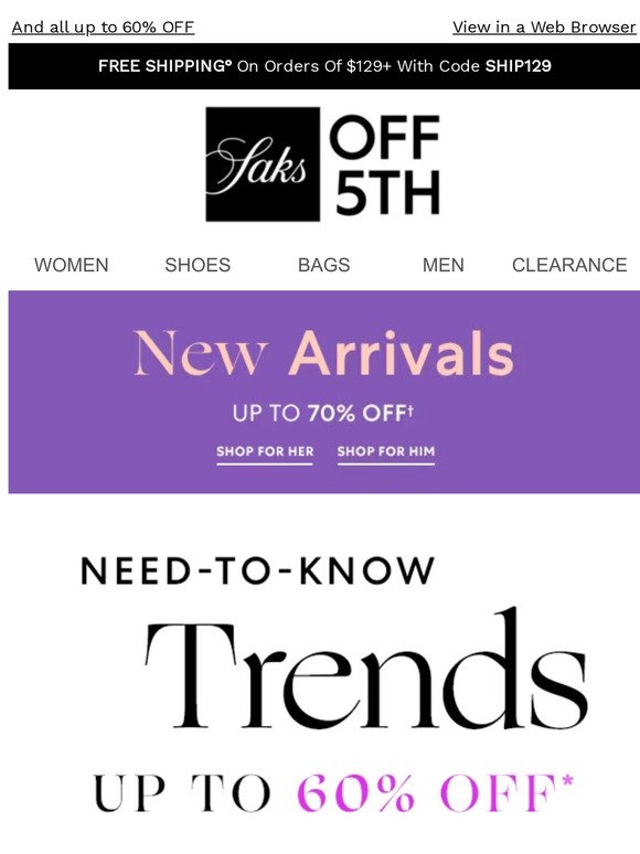 Saks Fifth Avenue Off 5th at the Legends to close in January