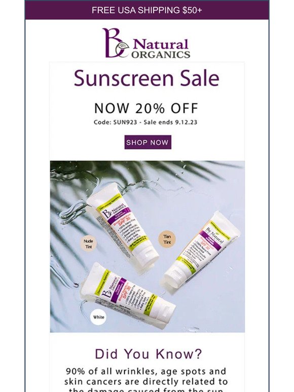 ☀️ Shield Your Skin: 20% Off Organic Sunscreen!