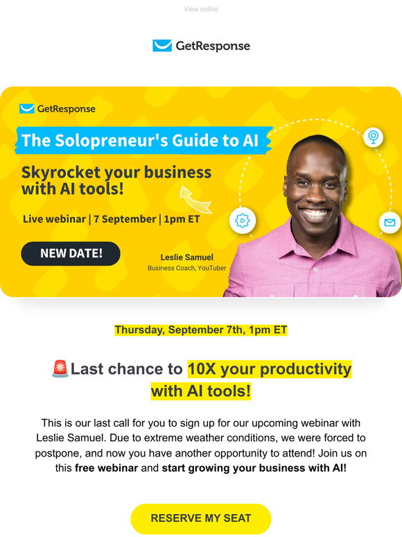 GetResponse: ⏰ [1 day left] Learn how to skyrocket your efficiency with ...