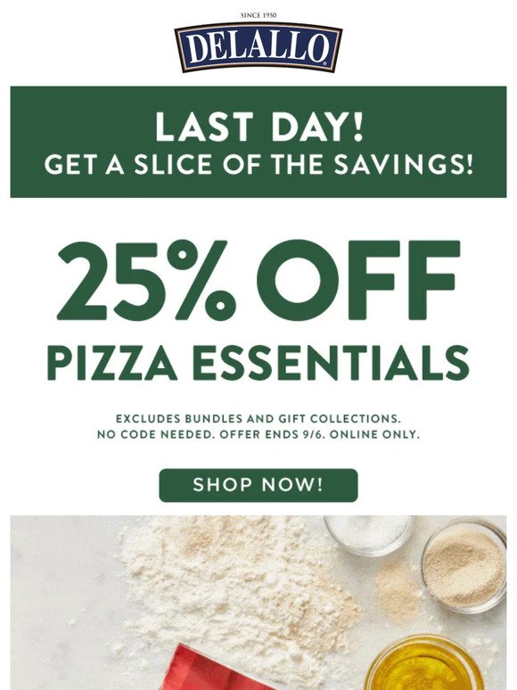 Pizza Essentials Sale ends tomorrow! ⏳