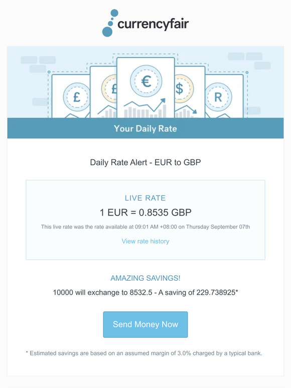 Your daily EUR - GBP rate alert