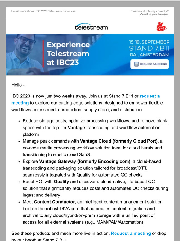 Telestream’s Vantage Gateway, Content Conductor and more