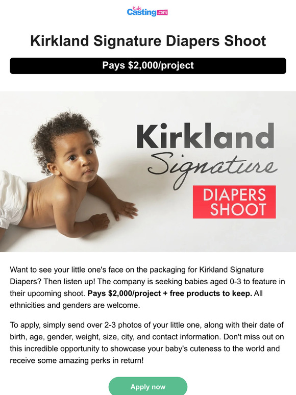 Submit Your Application for the Kirkland Diapers