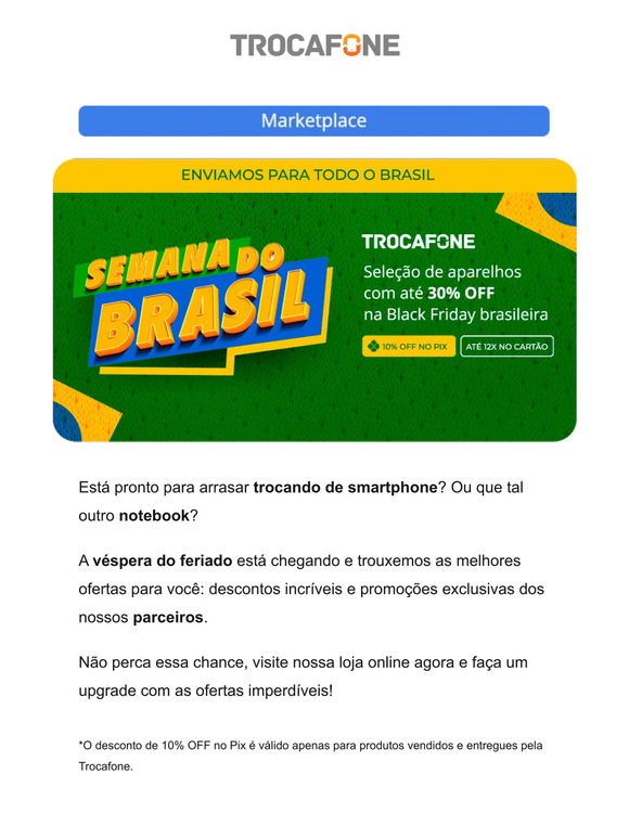 Alô? 📞 Ofertas pré-feriado chamando! 🤩